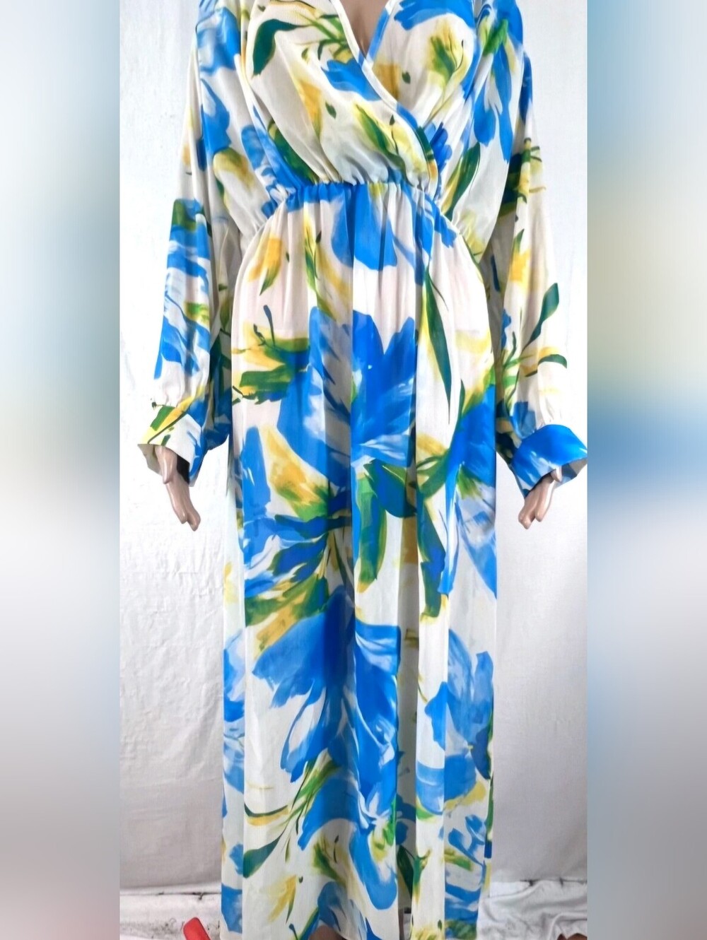 ASHLEY STEWART MULTI PRINT pus size maxi dress